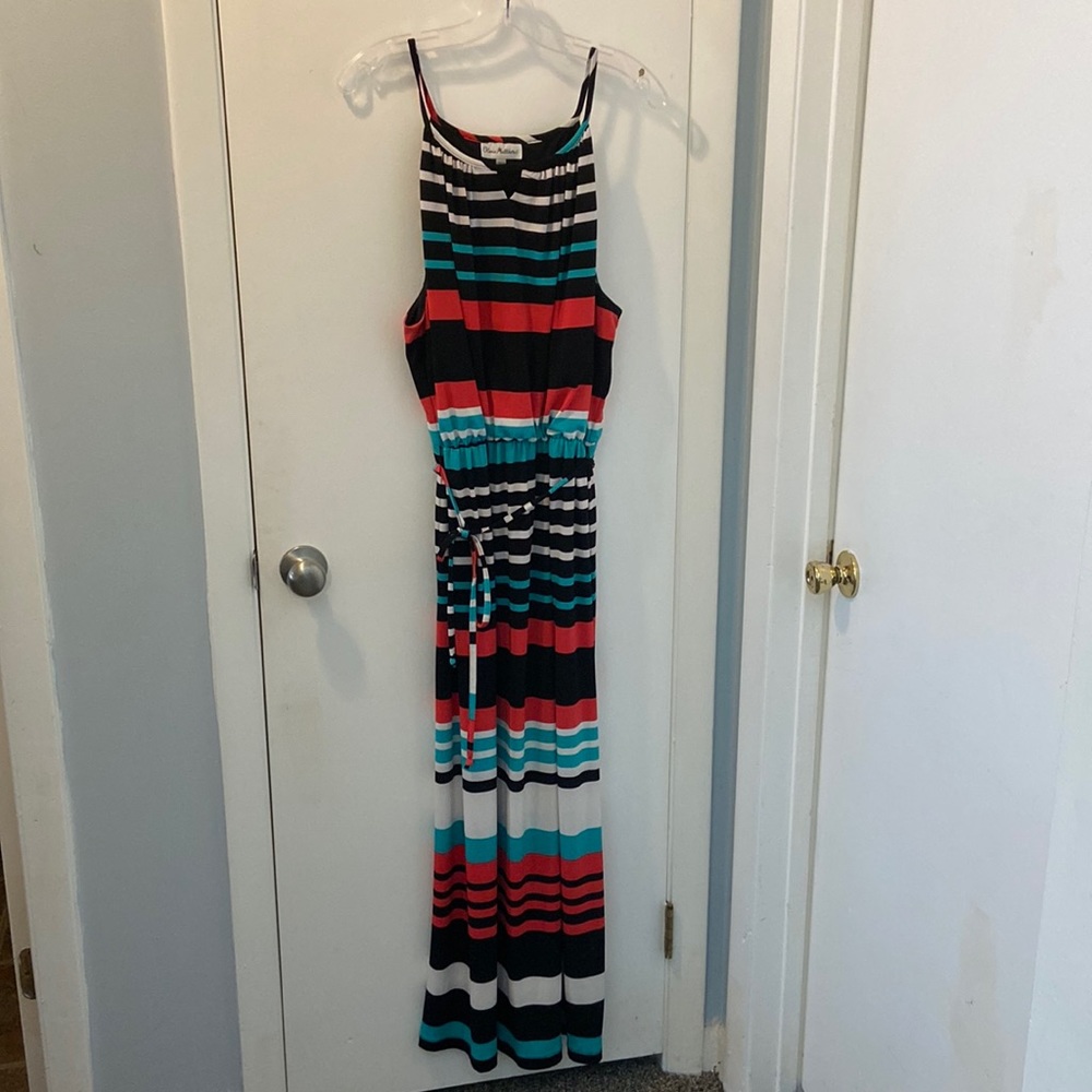 Olivia Matthews Striped Sleeveless Maxi Dress. Size 2X